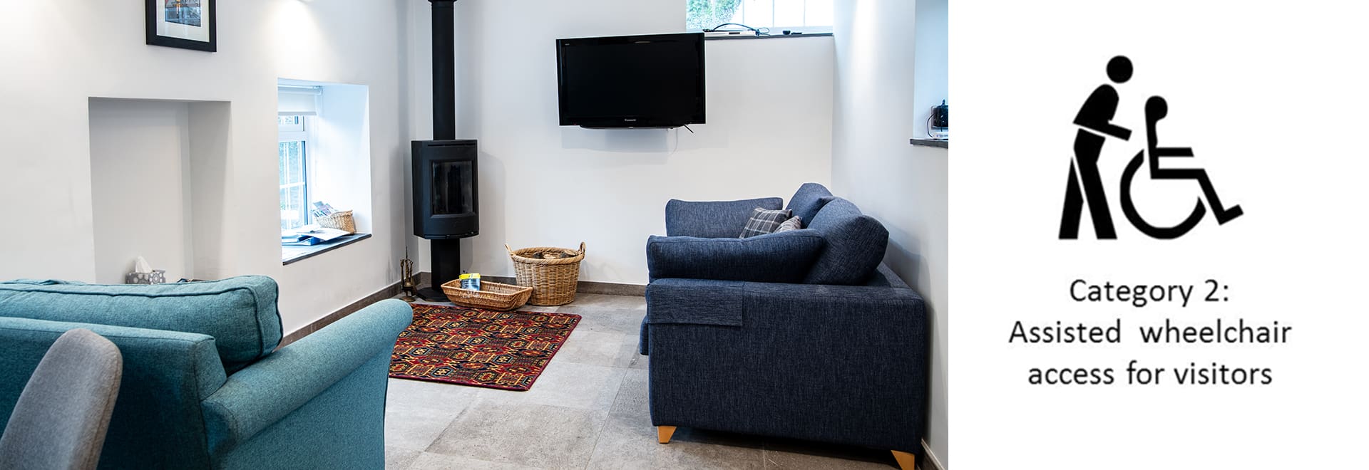 Accessible open plan lounge-diner in Bwthyn Y Saer self catering cottage