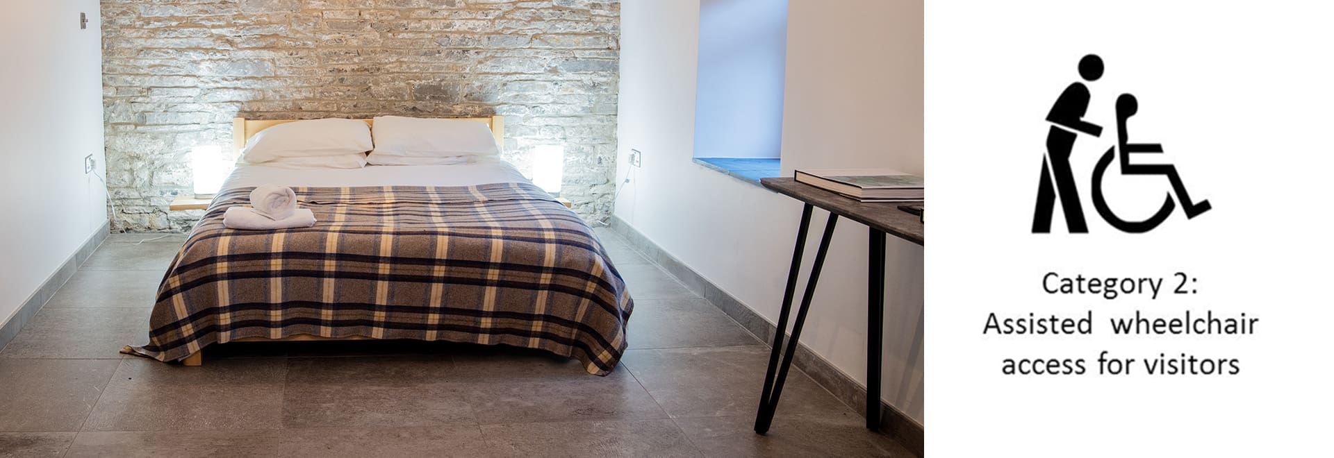 King Size Bed in Disabled Friendly Bwthyn Y Saer holiday cottage in South Wales