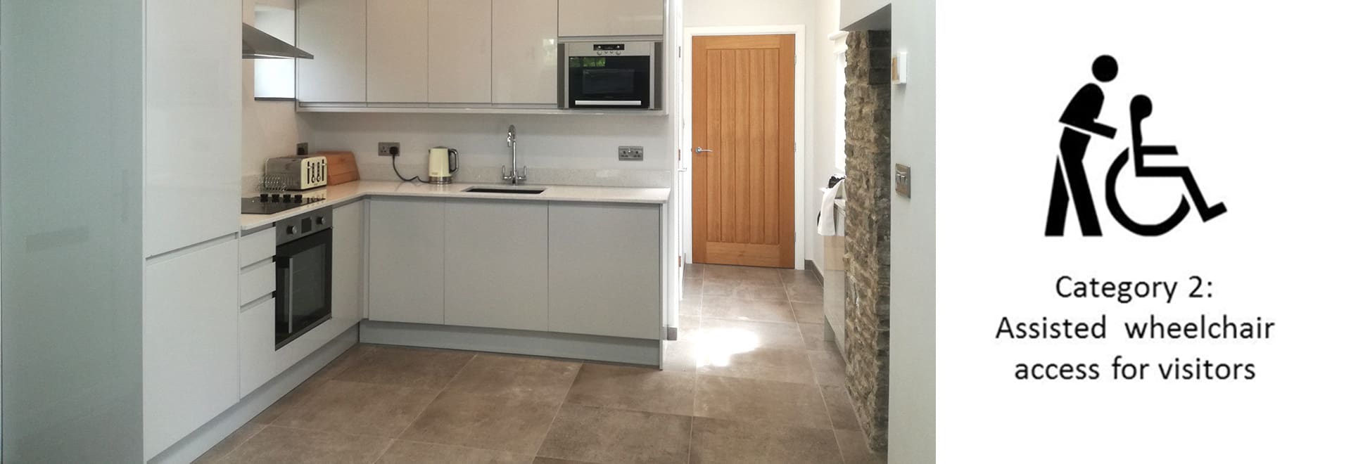 Tiled floor in Bwthyn Y Saer disabled friendly self catering cottage